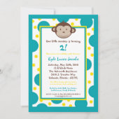 5時間365日のサルのモダン誕生日パーティーの招待 招待状 (正面)