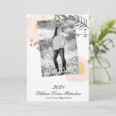 5時間365日のシニア発表ベビーPink Cosmos on White 案内状 (スタンド正面)