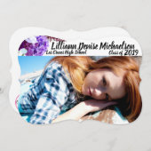 5時間365日のシニア発表ラベンダーハイビスカスの白 案内状 (正面/裏面)