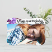 5時間365日のシニア発表ラベンダーハイビスカスの白 案内状 (スタンド正面)