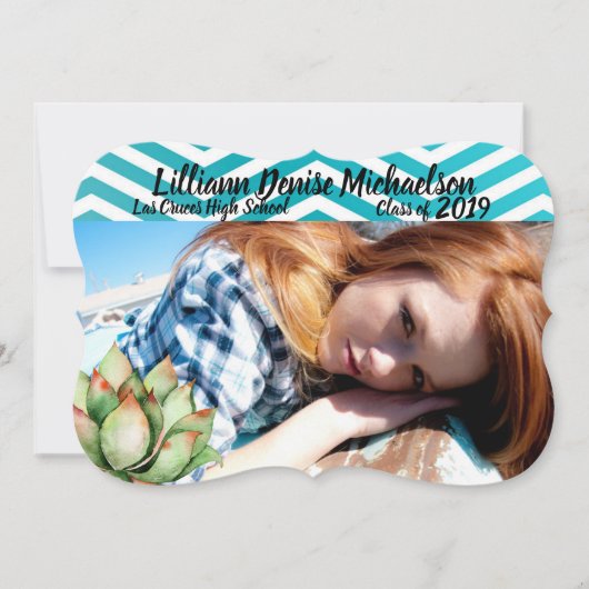 5時間365日のシニア発表Boho Cacti Cactus Succulen 案内状 (正面)