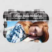 5時間365日のシニア・アナウンスメントクリスマスバッファロ・プレイド・ブラック 案内状 (正面/裏面)