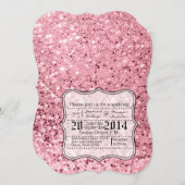 5時間365日のバラ金ゴールドグリッター結婚式招待状 招待状 (正面/裏面)