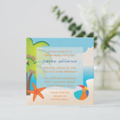 5時間365日のビーチパーティー誕生日パーティーの招待状 招待状 (スタンド正面)