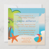 5時間365日のビーチパーティー誕生日パーティーの招待状 招待状 (正面)