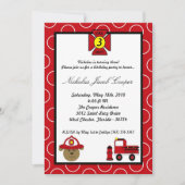 5時間365日のファイアドッグ消防車誕生日パーティの招待 招待状 (正面)