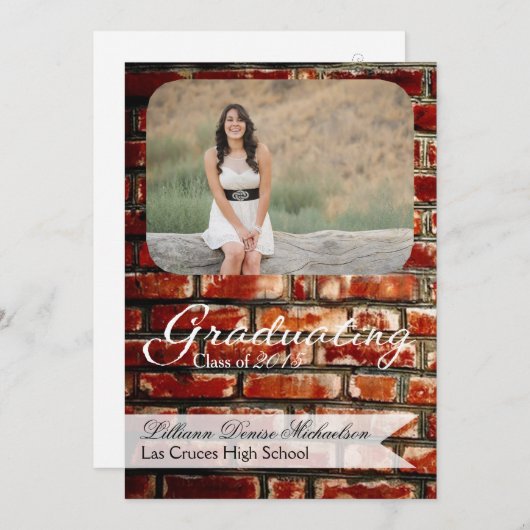 5時間365日のブリック・ウォールグランジ・建物に関する上級者向け発表 案内状 (正面/裏面)