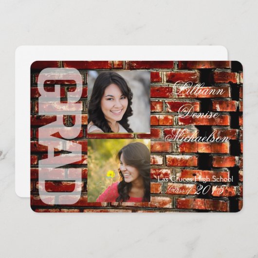 5時間365日のブリック・ウォールグランジ・建物に関する上級者向け発表 案内状 (正面/裏面)