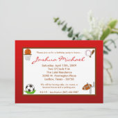 5時間365日のボーイ·スポーツ·フットボールの誕生日パーティーの招待 招待状 (スタンド正面)