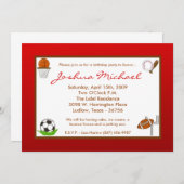 5時間365日のボーイ·スポーツ·フットボールの誕生日パーティーの招待 招待状 (正面/裏面)