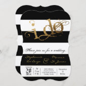 5時間365日のモダン白黒結婚式招待状 招待状 (正面/裏面)