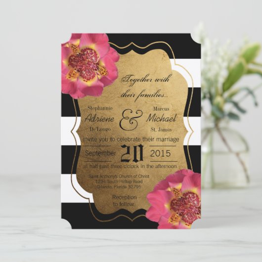 5時間365日のモダン白黒結婚式招待状 招待状 (スタンド正面)