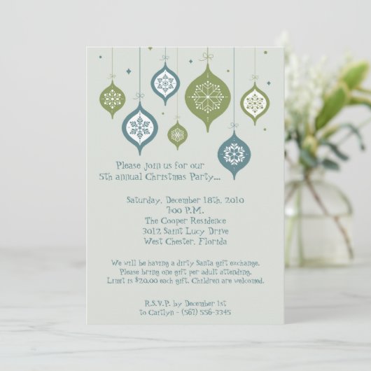 5時間365日のレトロクリスマスクリスマスオーナメント招待状 招待状 (スタンド正面)