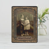 5時間365日のヴィンテージフォトフレームフェイクグリーティパーソナライズされたング 招待状 (スタンド正面)