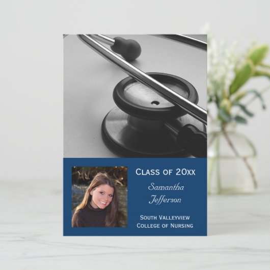 5時間365日の医療学校看護写真卒業招待状 招待状 (スタンド正面)