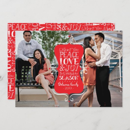 5時間365日の平和、愛と喜びのフレーム2フォトカード シーズンカード (正面/裏面)