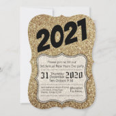 5時間365日の新しい年イブパーティの招待状金ゴールドグリッター 招待状 (正面)