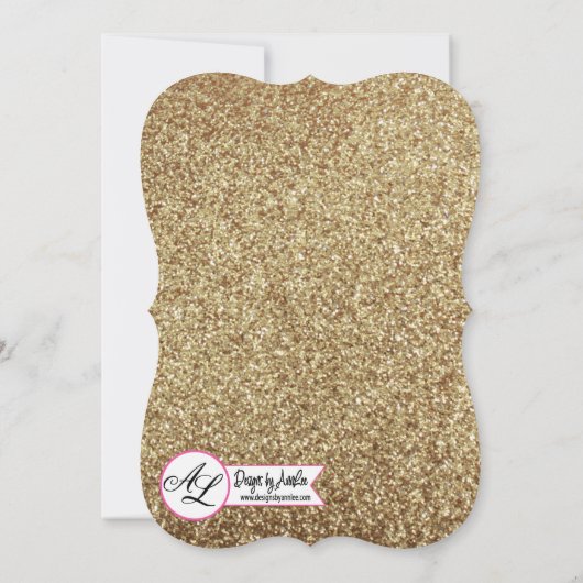 5時間365日の新しい年イブパーティの招待状金ゴールドグリッター 招待状 (裏面)