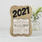5時間365日の新しい年イブパーティの招待状金ゴールドグリッター 招待状 (スタンド正面)