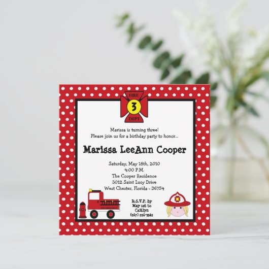 5時間365日の消防士の誕生日パーティーへの招待 招待状 (スタンド正面)