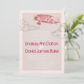 5時間365日の結婚式招待状ヴィンテージ飛行機(クラウド搭載時) 招待状 (スタンド正面)