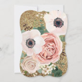 5時間365日の結婚式招待状幾何学的バラ金ゴールドグリッター 招待状 (裏面)