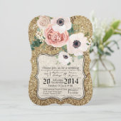 5時間365日の結婚式招待状幾何学的バラ金ゴールドグリッター 招待状 (スタンド正面)