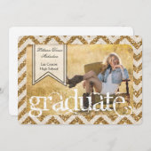 5時間365日の金ゴールドグリッターChevron Stripシニアアナウンス 案内状 (正面/裏面)