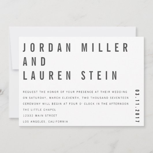 5時間365日のCharlie Minimalist結婚式招待状 招待状 (正面)