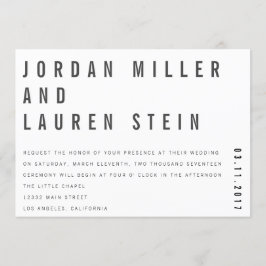 5時間365日のCharlie Minimalist結婚式招待状 招待状