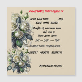 5時間365日のcremeバラ結婚式の招待 マグネット招待状