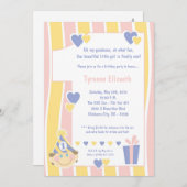 5時間365日ガーリー1歳の誕生日パーティーへの招待 招待状 (正面/裏面)