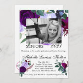 5時間365日フォト卒業パーティー招待状ラベンダーヒブ 招待状 (正面/裏面)