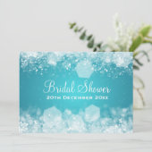 5時間365日対応のナイきらめくトブルーエレガントブライダルシャワー 招待状 (スタンド正面)