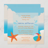 5時間365日熱帯ビーチパーティー誕生日パーティーへの招待 招待状 (正面/裏面)