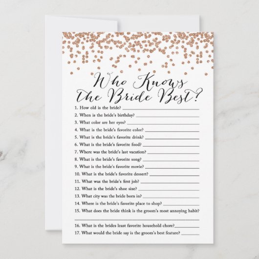 5時間365日、ブライド·最高のブライダルシャワー·ゲームをご利用いただけるお客様 招待状 (正面)