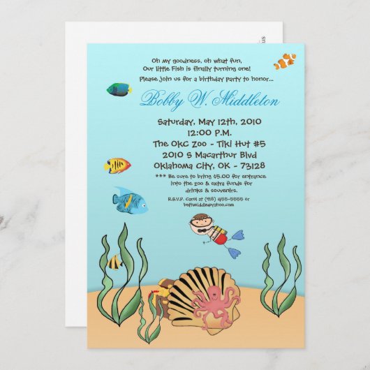 5時間7分の1が海の誕生日パーティーの招待状に 招待状 (正面/裏面)