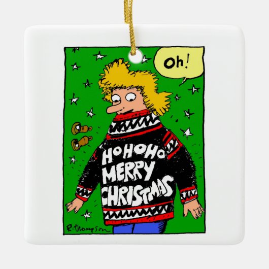 5月あなたのクリスマスのセーターはすべて暖かく及び醜いです セラミックオーナメント (正面)