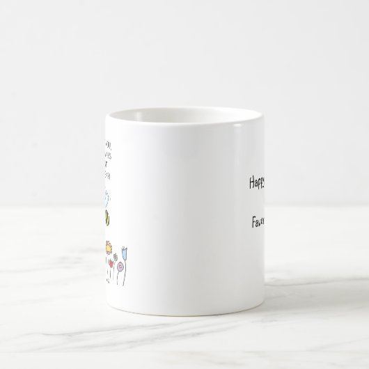 5月おもしろいのミツバチ植木屋 コーヒーマグカップ (中央)