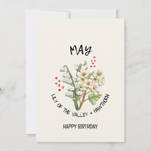 5月かわいらし誕生月花誕生日カード (正面)