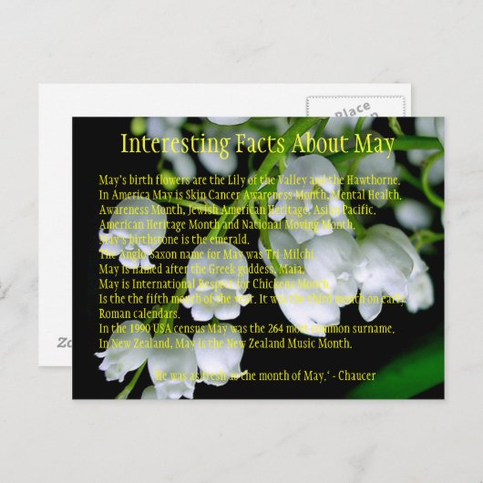 5月についての興味深い事実 案内ポストカード (正面/裏面)