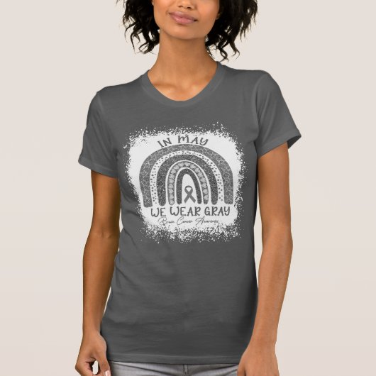 5月に我々は衣服灰色の脳がん認識度 Tシャツ (正面)