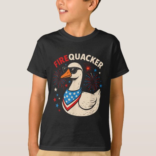 5月のおもしろいパーティー男達の4番目のFireacker Goose Tシャツ (正面)