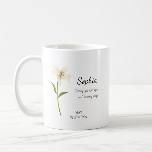5月のスズラン 誕生日お祝いギフト コーヒーマグカップ (左)