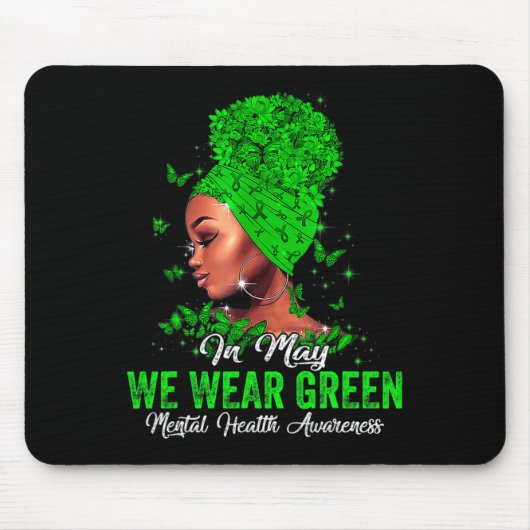 5月の女性We衣服グリーンメンタルヘルス認識度 マウスパッド (正面)