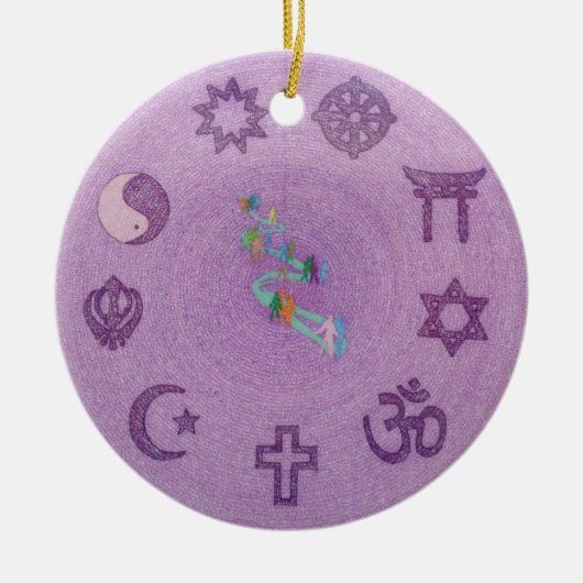 5月の平和は地球の曼荼羅で勝ちます セラミックオーナメント (正面)