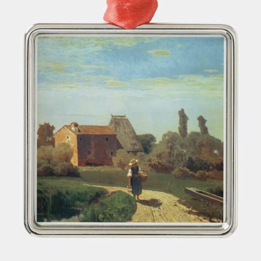 5月の朝(キャンバスの油) メタルオーナメント (正面)