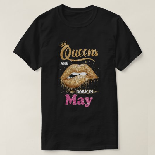 5月の誕生日GIFにリップスティック・ブラック・ク生まれイーンが入っています。 Tシャツ (デザイン正面)