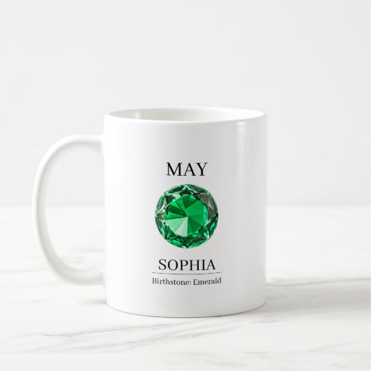 5月の誕生石の誕生日ギフト エメラルド コーヒーマグカップ (左)
