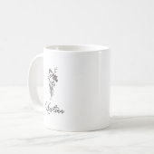 5月の誕生花とエレガントな名前のスクリプト コーヒーマグカップ (正面左)